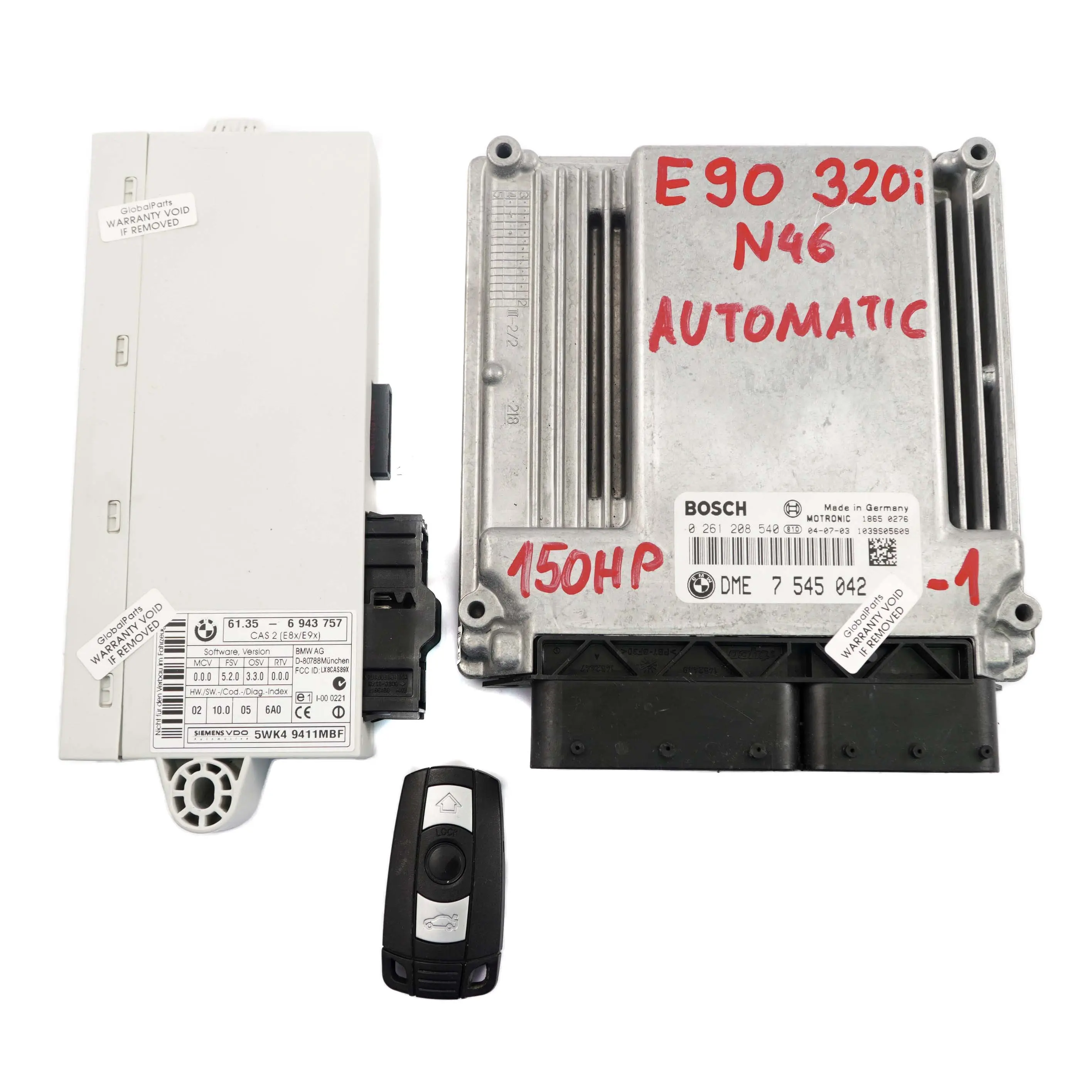 BMW 1 3 Series E87 E90 E91 120i 320i N46 ECU Kit DME 7545042 CAS2 Key Automatic