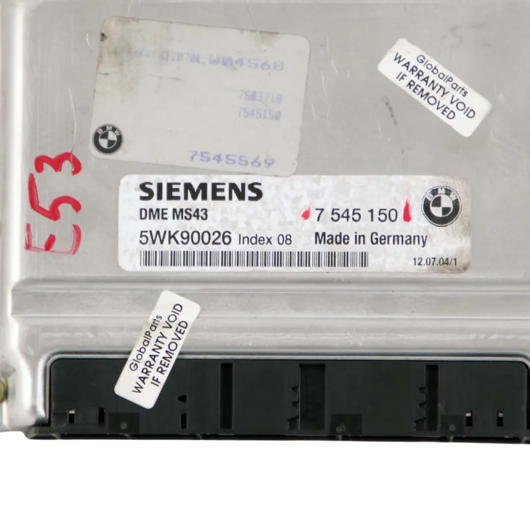M54 231HP ECU Engine Control Unit DME Automatic to BMW X5 Series E53 3.0i with Part number 7545150 BMW X5 Series E53 3.0i M54 231HP ECU Engine Control Unit DME Automatic - SKU 7545150 - Part number 7545150