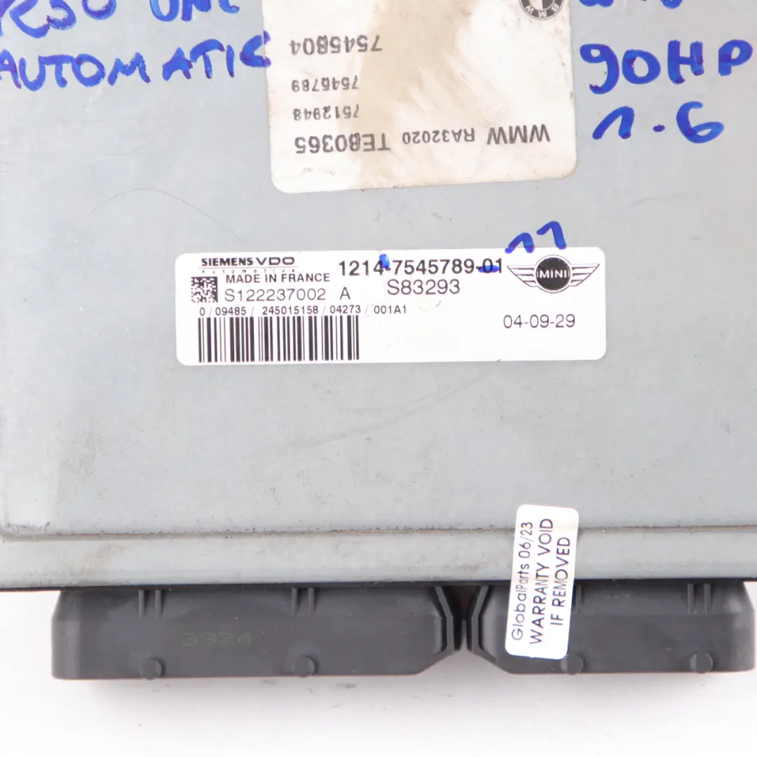 MINI Cooper R50 R52 W10 Motor Steuergerät Automatikgetriebe - SKU 7545789-11 - Teilenummer 7545789