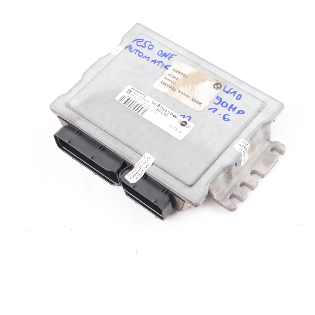 90HP Engine ECU Control Unit DME Automatic to Mini One R50 R52 W10 1.6 with Part number 7545789 Mini One R50 R52 W10 1.6 90HP Engine ECU Control Unit DME Automatic - SKU 7545789-11 - Part number 7545789