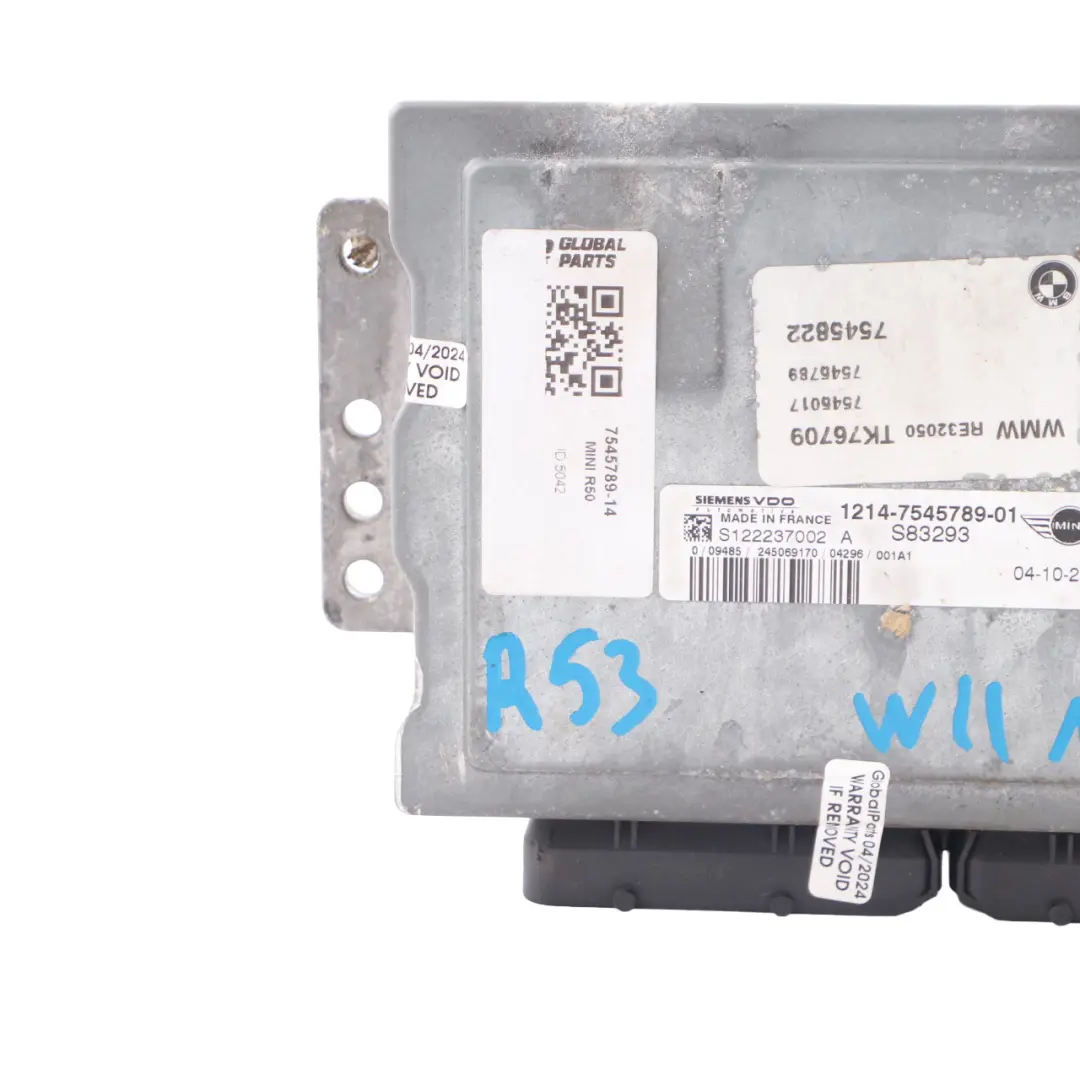 MINI Cooper R52 R53 W11 170HP Engine ECU Control Unit DME Manual - SKU 7545789-14 - Part number 7545789