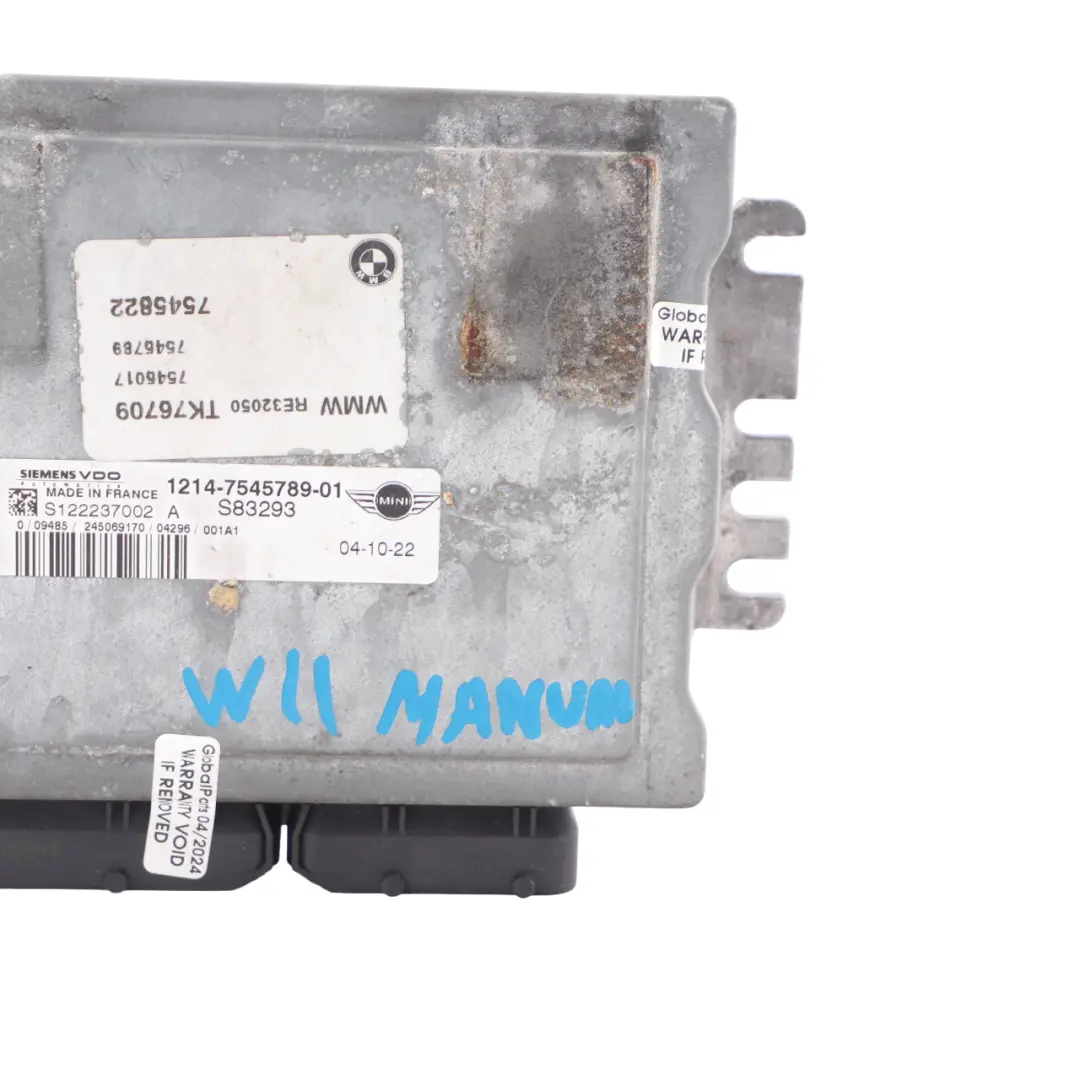 MINI Cooper R52 R53 W11 170HP Engine ECU Control Unit DME Manual - SKU 7545789-14 - Part number 7545789
