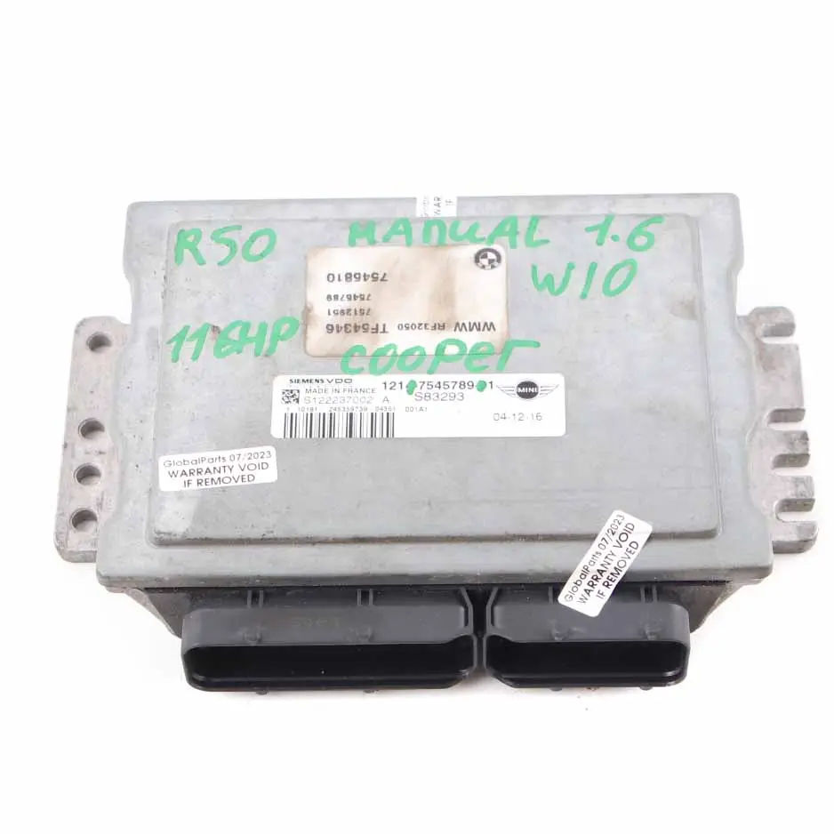 170HP Motor Kit ECU DME EWS Clave Manual para Mini Cooper S R50 R53 W11 con número de pieza 7545789 Mini Cooper S R50 R53 W11 170HP Motor Kit ECU DME EWS Clave Manual - SKU 7545789-16 - Número de pieza 7545789