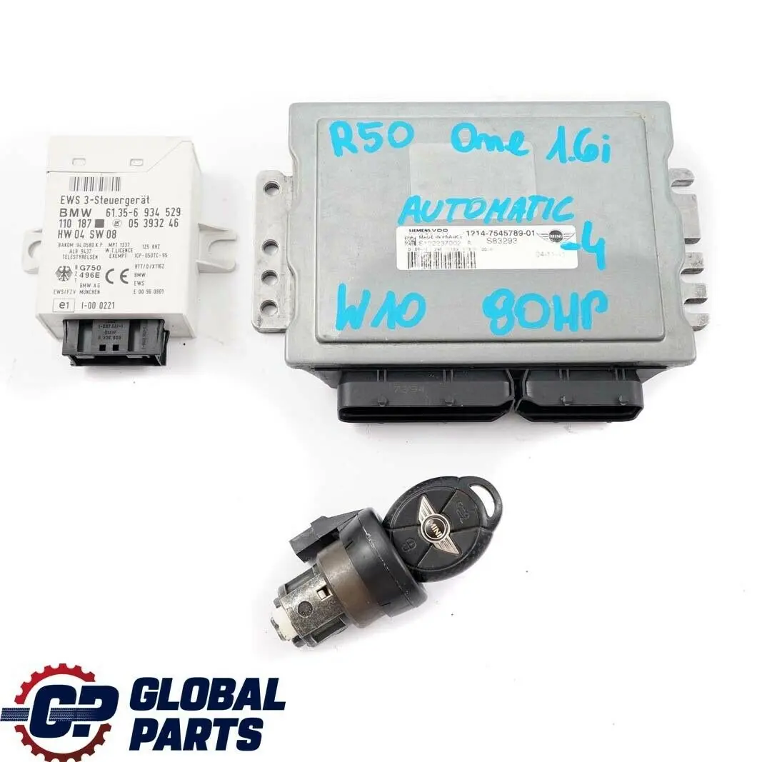 Mini R50 One 1.6i W10 90HP Engine ECU Kit DME + EWS3 + Key Automatic - SKU 7545789-4 - Part number 7545789