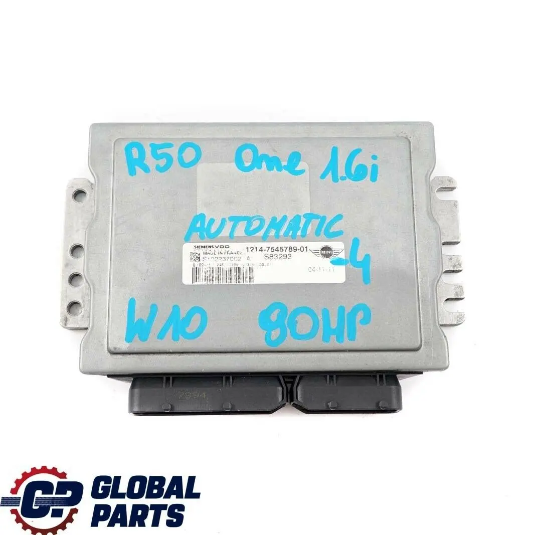 Mini R50 One 1.6i W10 90HP Engine ECU Kit DME + EWS3 + Key Automatic - SKU 7545789-4 - Part number 7545789