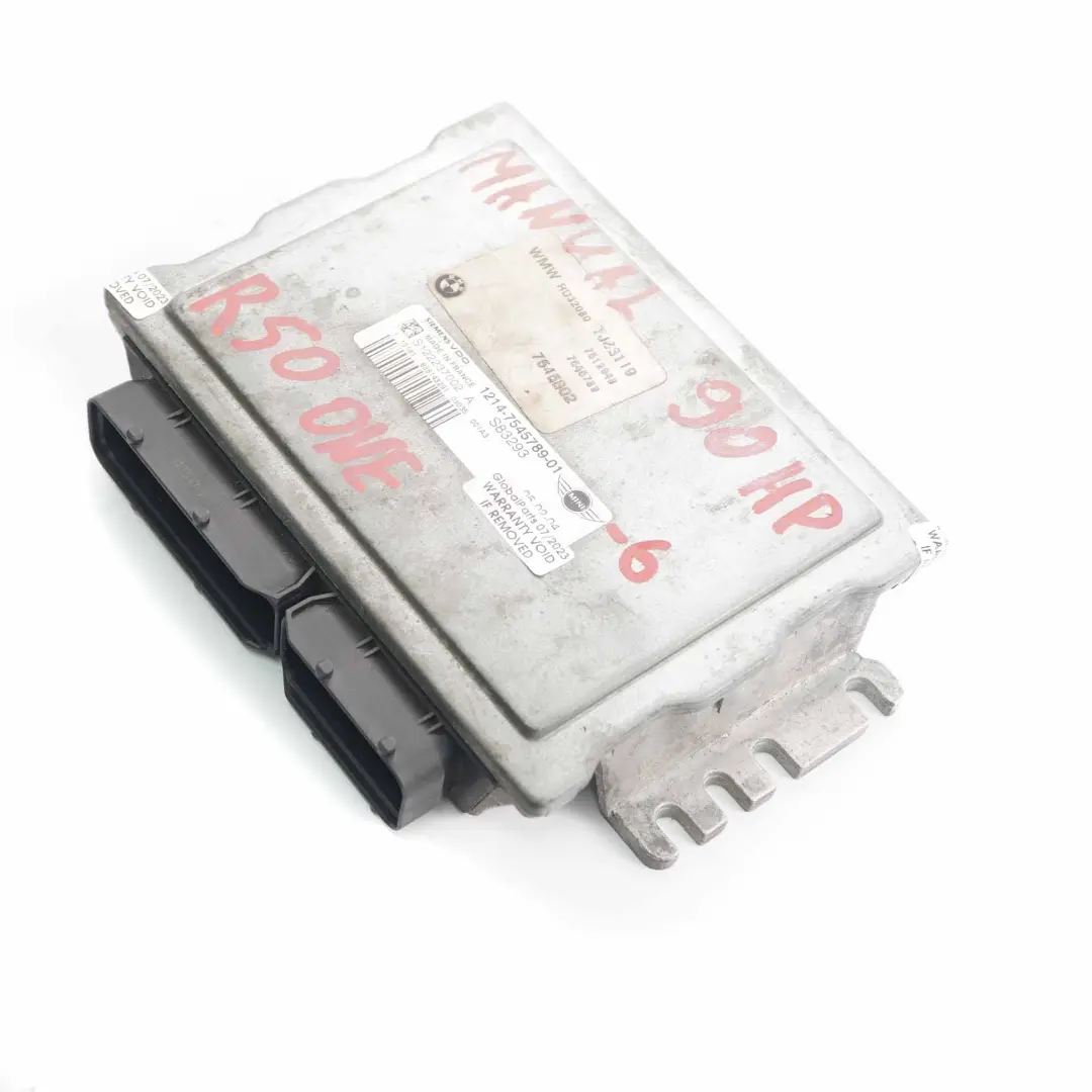 90HP Motorsteuergerät ECU DME Schaltgetriebe für Mini One R50 W10 mit Teilenummer 7545789 Mini One R50 W10 90HP Motorsteuergerät ECU DME Schaltgetriebe - SKU 7545789-6 - Teilenummer 7545789