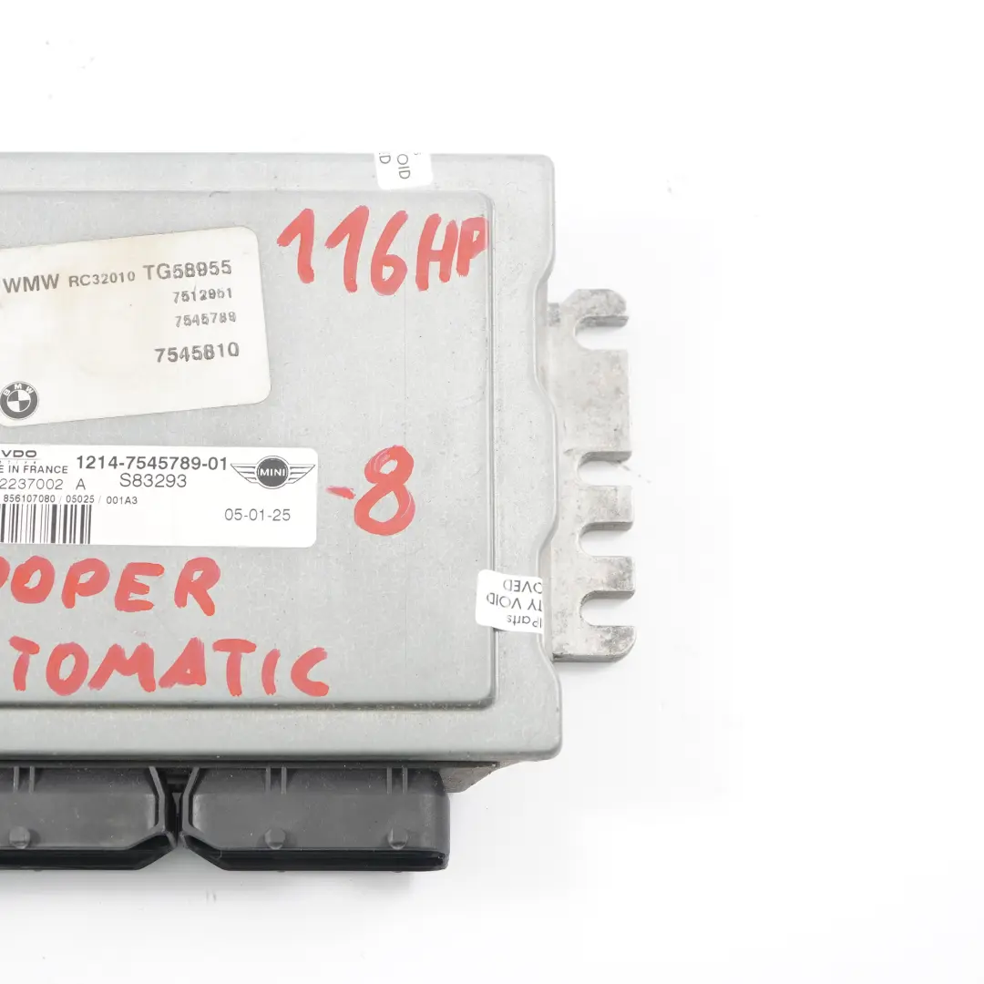 Motorgrundsteuergerät Mini R50 R52 W10 ECU DME Automatik für mit Teilenummer 7545789 Motorgrundsteuergerät Mini R50 R52 W10 ECU DME Automatik - SKU 7545789-8 - Teilenummer 7545789