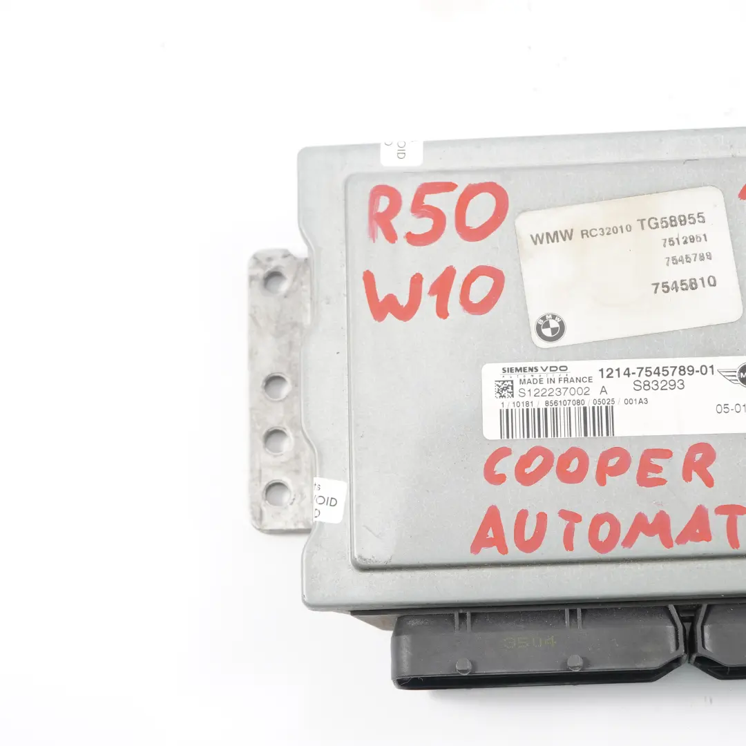 Motorgrundsteuergerät Mini R50 R52 W10 ECU DME Automatik für mit Teilenummer 7545789 Motorgrundsteuergerät Mini R50 R52 W10 ECU DME Automatik - SKU 7545789-8 - Teilenummer 7545789