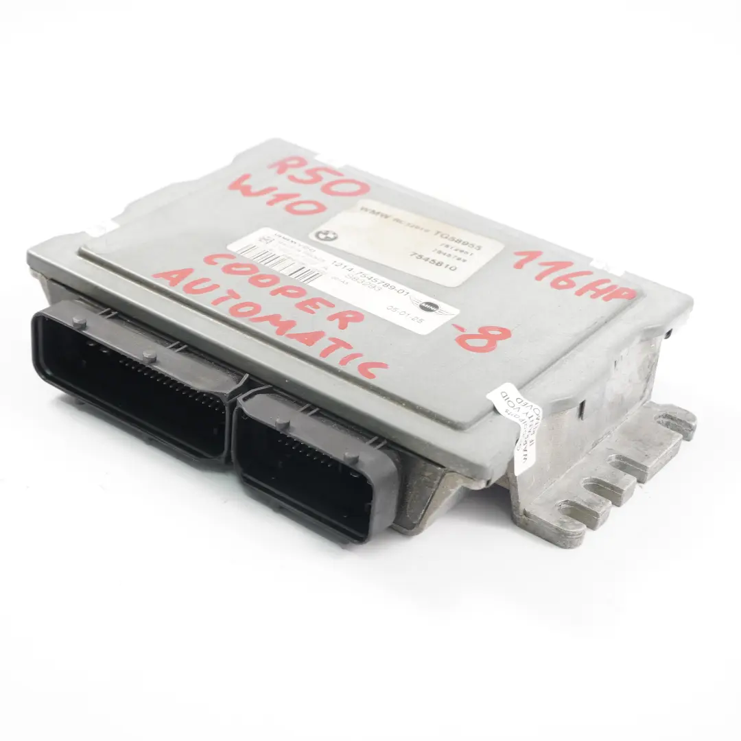 Basic Control Unit Mini R50 R52 W10 ECU DME Automatic to Engine with Part number 7545789 Engine Basic Control Unit Mini R50 R52 W10 ECU DME Automatic - SKU 7545789-8 - Part number 7545789