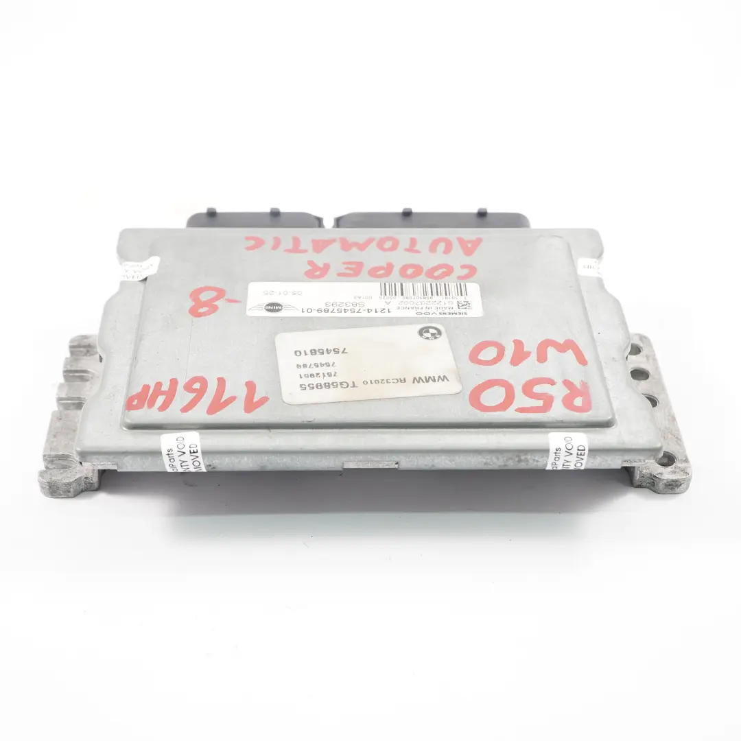 Motorgrundsteuergerät Mini R50 R52 W10 ECU DME Automatik für mit Teilenummer 7545789 Motorgrundsteuergerät Mini R50 R52 W10 ECU DME Automatik - SKU 7545789-8 - Teilenummer 7545789