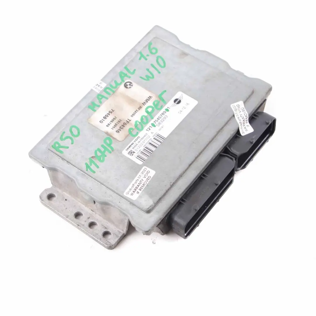 116HP Motor ECU Unidad Control DME Manual para MINI Cooper R50 R52 R53 W10 con número de pieza 7545789 MINI Cooper R50 R52 R53 W10 116HP Motor ECU Unidad Control DME Manual - SKU 7545789 - Número de pieza 7545789