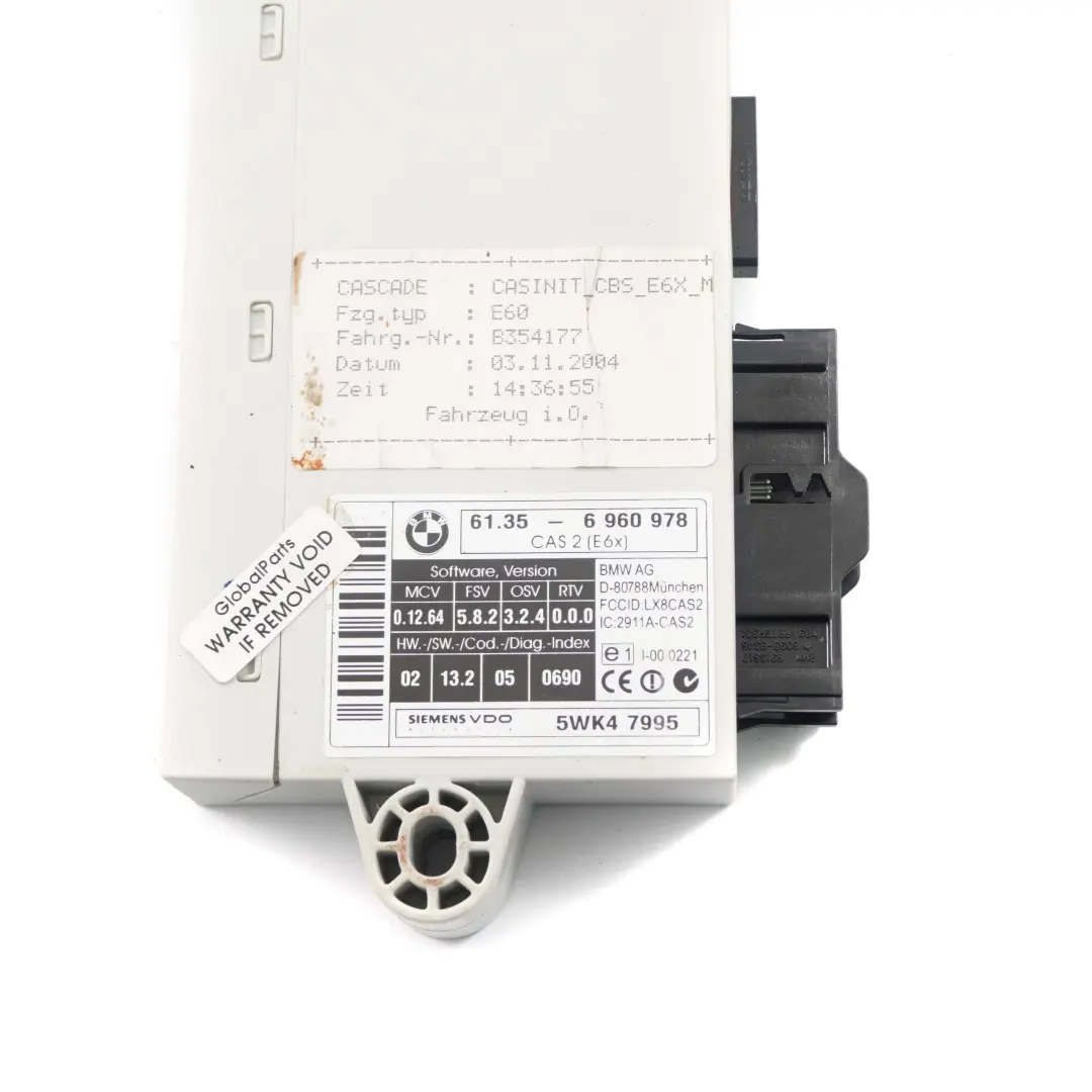 BMW 5 E60 520i Moteur M54 170PS ecu Commande Dme CAS2 +Cle - SKU 7548769-1 - Numéro de pièce 7548769