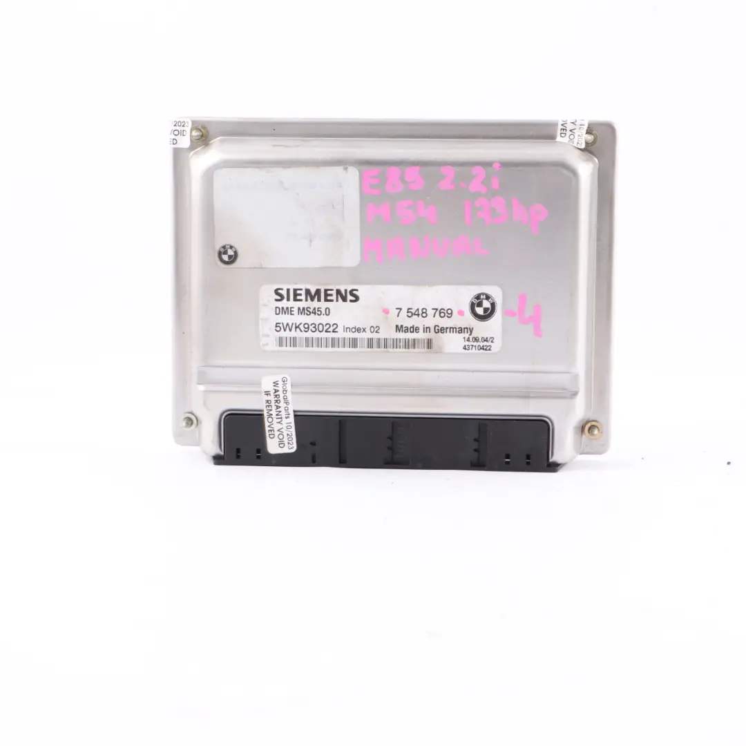 BMW Z4 E85 2.2i Petrol M54 173HP Engine Control Unit ECU DME Manual - SKU 7548769-4 - Part number 7548769