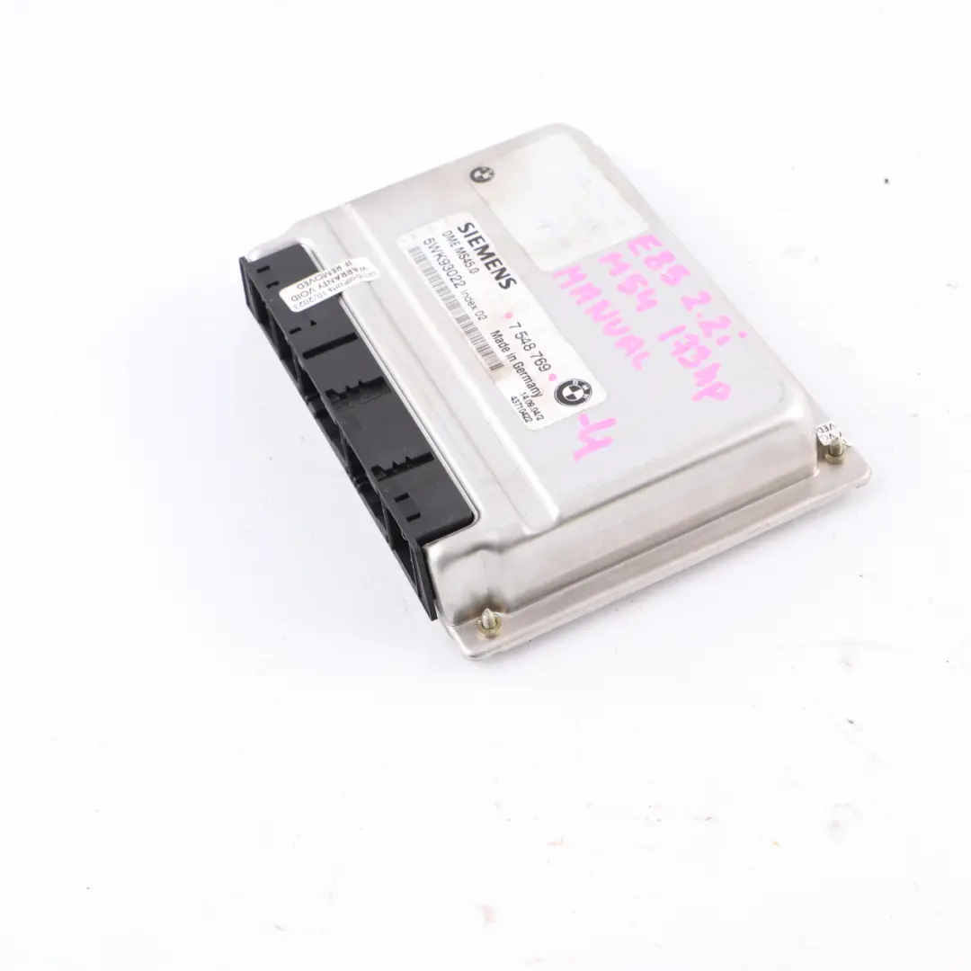 M54 173HP Engine Control Unit ECU DME Manual to BMW Z4 E85 2.2i Petrol with Part number 7548769 BMW Z4 E85 2.2i Petrol M54 173HP Engine Control Unit ECU DME Manual - SKU 7548769-4 - Part number 7548769