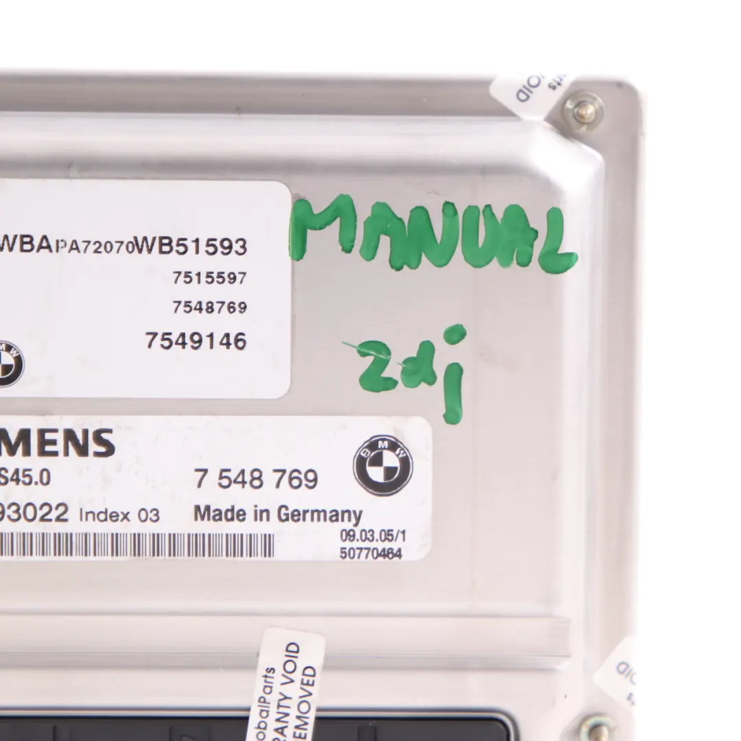 M54 192HP Engine Control Unit ECU DME Manual to BMW X3 E83 2.5i Petrol with Part number 7548769 BMW X3 E83 2.5i Petrol M54 192HP Engine Control Unit ECU DME Manual - SKU 7548769 - Part number 7548769