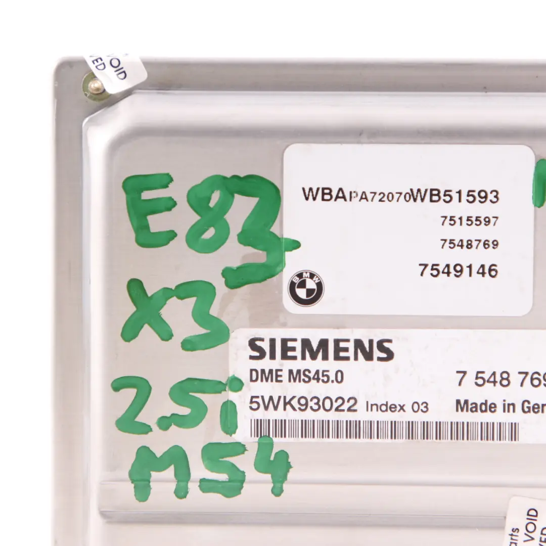 M54 170PS ECU Steuergerät DME CAS2 + Schlüssel für BMW 5 er E60 520i Motor mit Teilenummer 7548769 BMW 5 er E60 520i Motor M54 170PS ECU Steuergerät DME CAS2 + Schlüssel - SKU 7548769 - Teilenummer 7548769