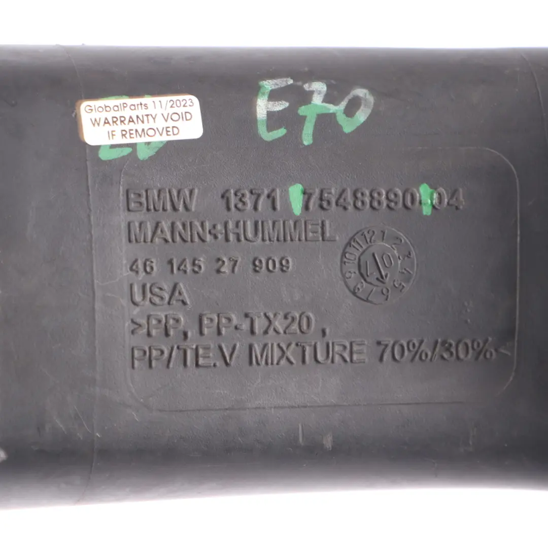 N52N Air Intake Duct Tube Pipe Silencer Hose to BMW X5 E70 3.0si with Part number 7548890 BMW X5 E70 3.0si N52N Air Intake Duct Tube Pipe Silencer Hose - SKU 7548890 - Part number 7548890