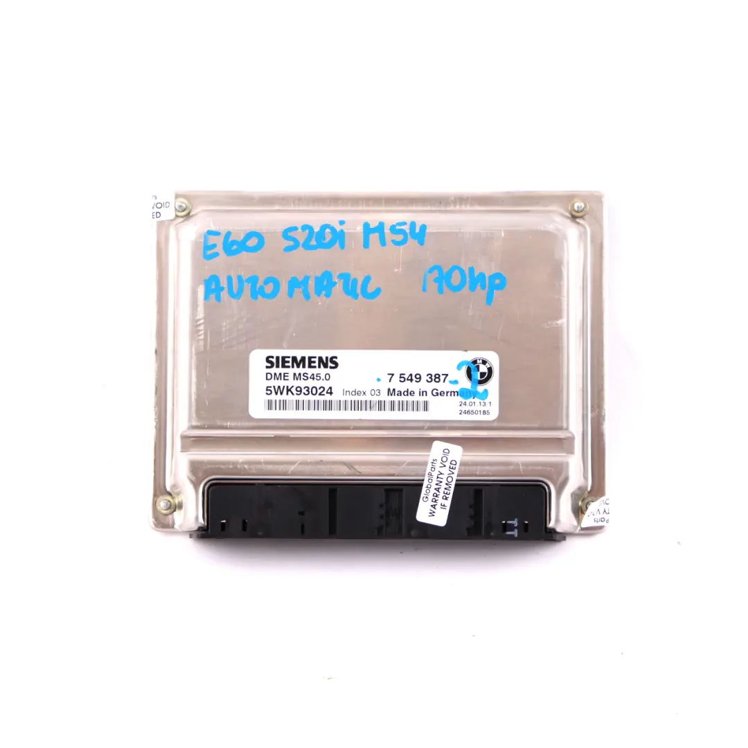 BMW E60 520i M54 170HP Engine Control ECU Kit DME CAS2 Keys Automatic - SKU 7549387-2 - Part number 7549387