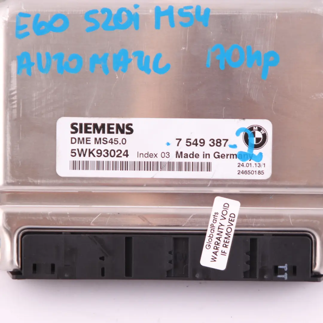 BMW E60 520i M54 170HP Engine Control ECU Kit DME CAS2 Keys Automatic - SKU 7549387-2 - Part number 7549387