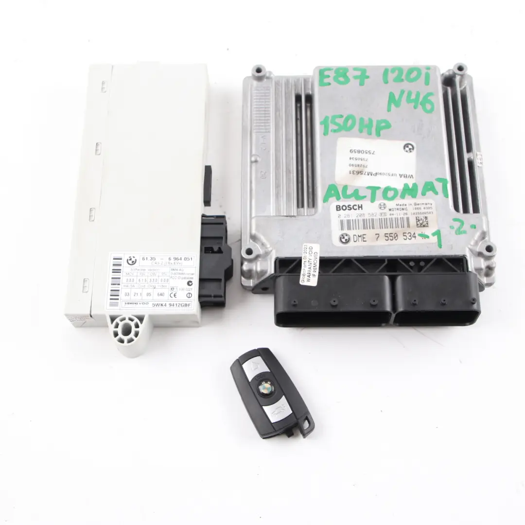 N46 ECU Engine Control Kit DME 7550534 CAS2 Key Automatic to BMW E87 E90 120i 320i with Part number 7557291 BMW E87 E90 120i 320i N46 ECU Engine Control Kit DME 7550534 CAS2 Key Automatic - SKU 7550534-1 - Part number 7557291