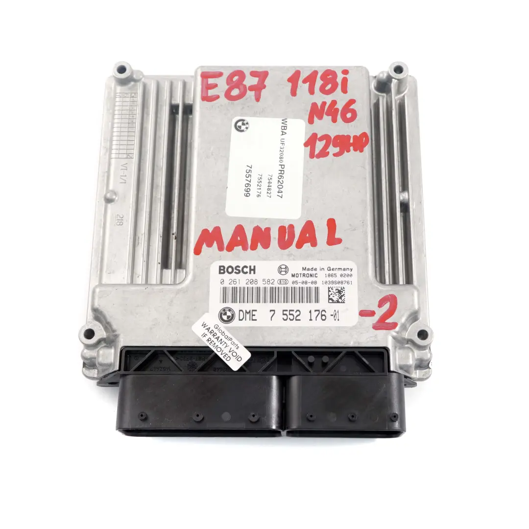 N46 129PS ECU Centralina Dme Cambio per BMW E87 E90 118i 318i con numero di parte 7552176 BMW E87 E90 118i 318i N46 129PS ECU Centralina Dme Cambio - SKU 7552176-2 - Numero di parte 7552176