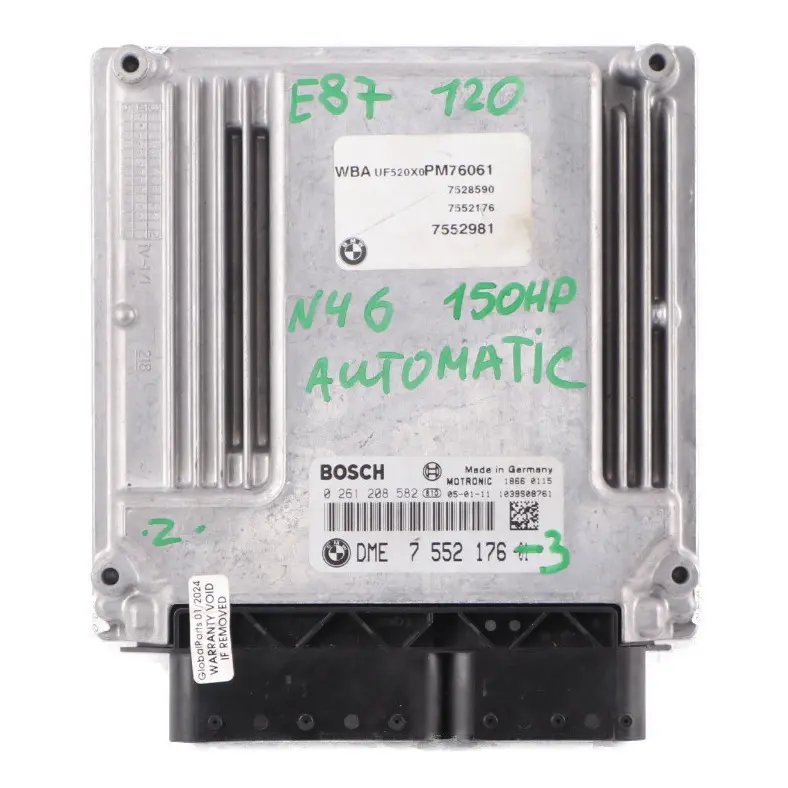 N46 150HP ECU Motor steuergerät DME Automatik für BMW E87 E90 120i 320i mit Teilenummer 7552176 BMW E87 E90 120i 320i N46 150HP ECU Motor steuergerät DME Automatik - SKU 7552176-3 - Teilenummer 7552176