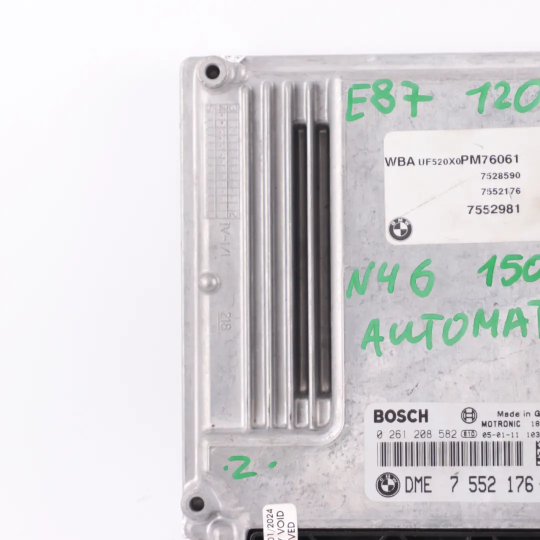 N46 150HP ECU di controllo motore DME Automatico per BMW E87 E90 120i 320i con numero di parte 7552176 BMW E87 E90 120i 320i N46 150HP ECU di controllo motore DME Automatico - SKU 7552176-3 - Numero di parte 7552176