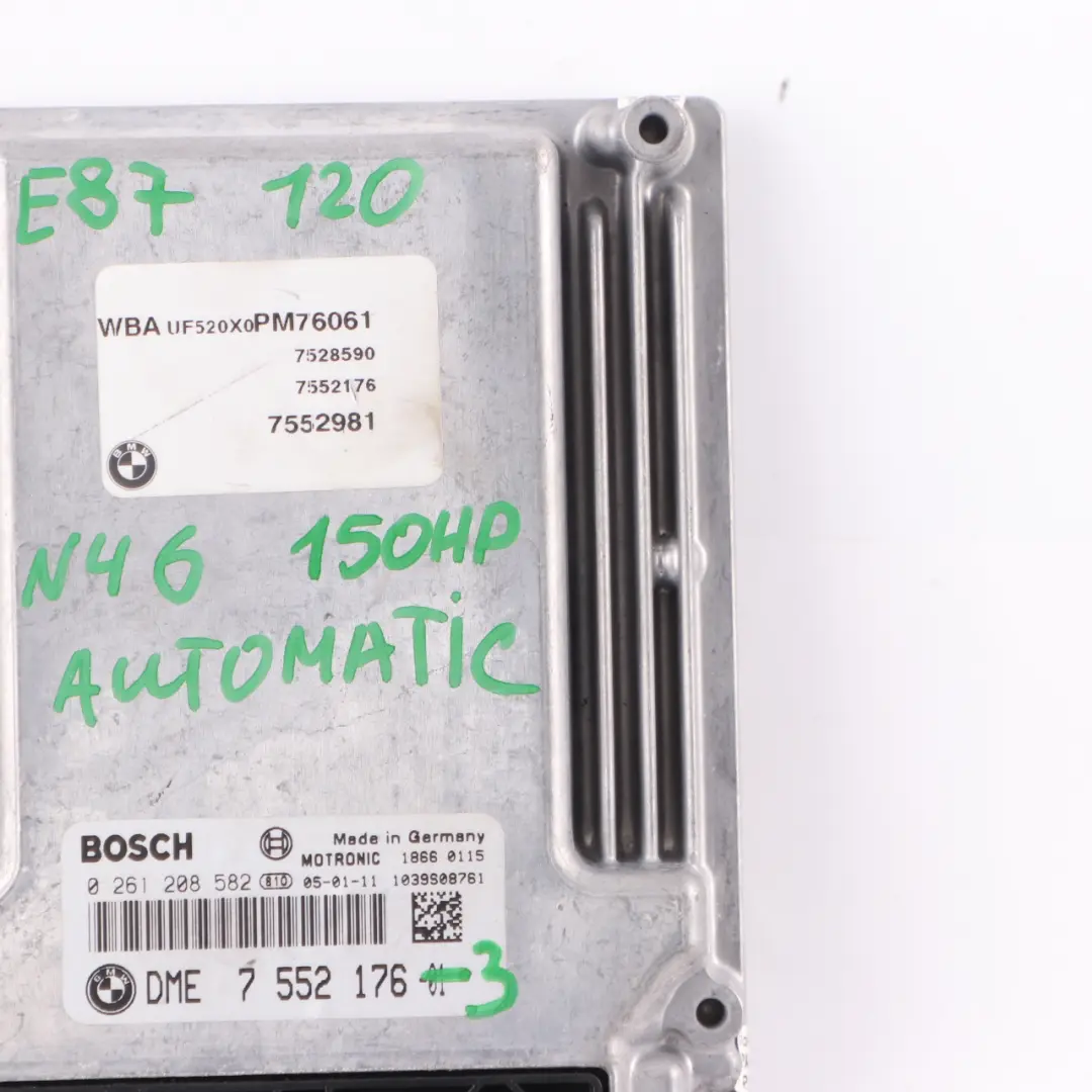 N46 150HP ECU di controllo motore DME Automatico per BMW E87 E90 120i 320i con numero di parte 7552176 BMW E87 E90 120i 320i N46 150HP ECU di controllo motore DME Automatico - SKU 7552176-3 - Numero di parte 7552176