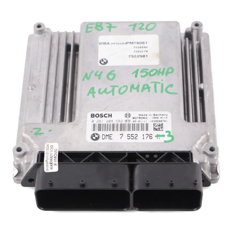 N46 150HP ECU di controllo motore DME Automatico per BMW E87 E90 120i 320i con numero di parte 7552176 BMW E87 E90 120i 320i N46 150HP ECU di controllo motore DME Automatico - SKU 7552176-3 - Numero di parte 7552176