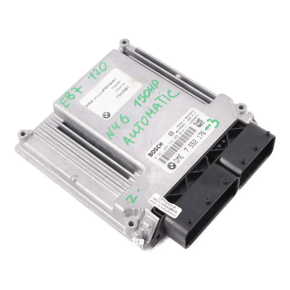 BMW E87 E90 120i 320i N46 150HP ECU Unidad Control Motor DME Automático - SKU 7552176-3 - Número de pieza 7552176