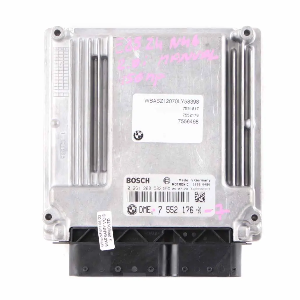 BMW Z4 E85 2.0i N46 150HP ECU Engine Control Kit DME CAS2 Key Manual - SKU 7552176-7 - Part number 7552176