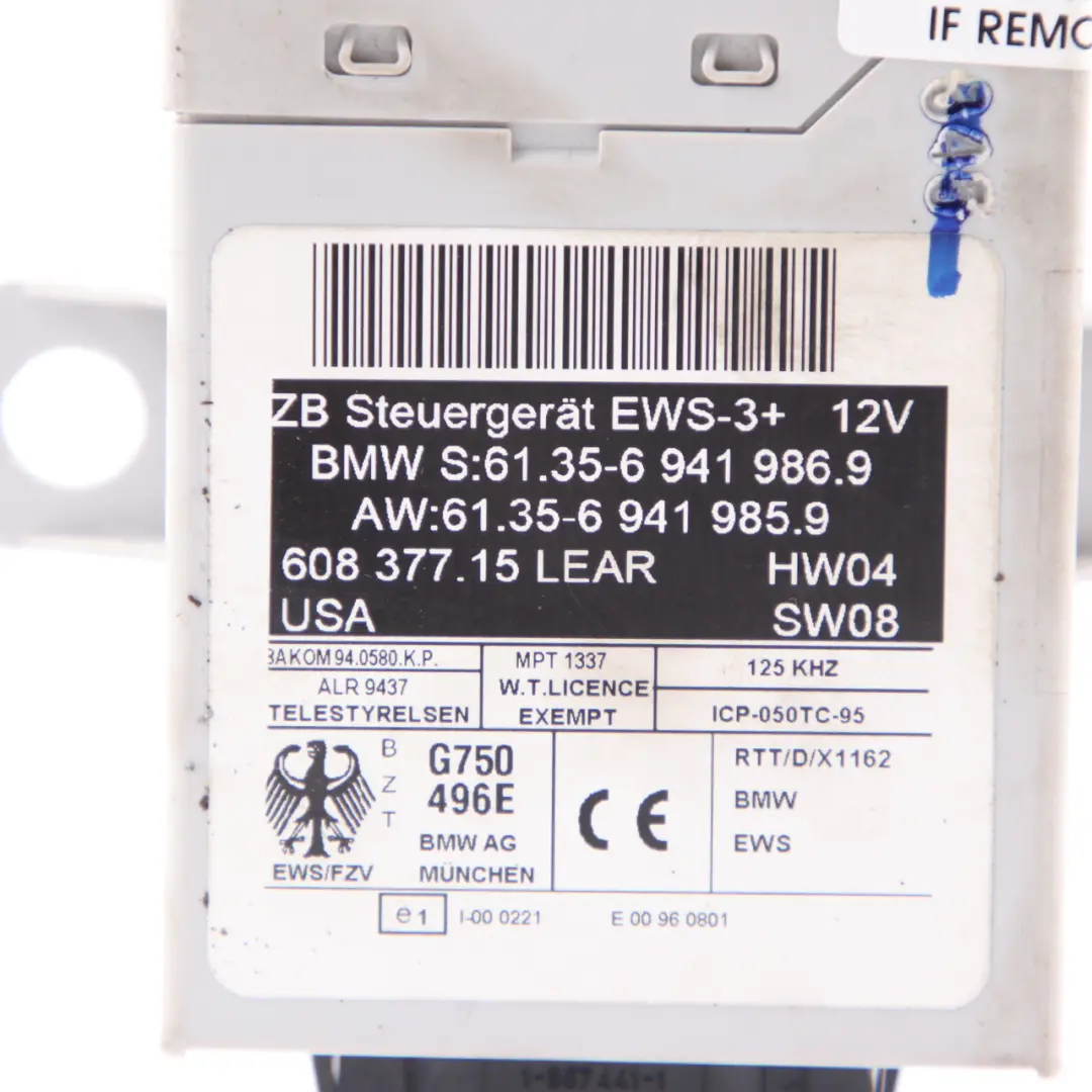 BMW Z4 E85 2.0i N46 150HP ECU Engine Control Kit DME CAS2 Key Manual - SKU 7552176-7 - Part number 7552176