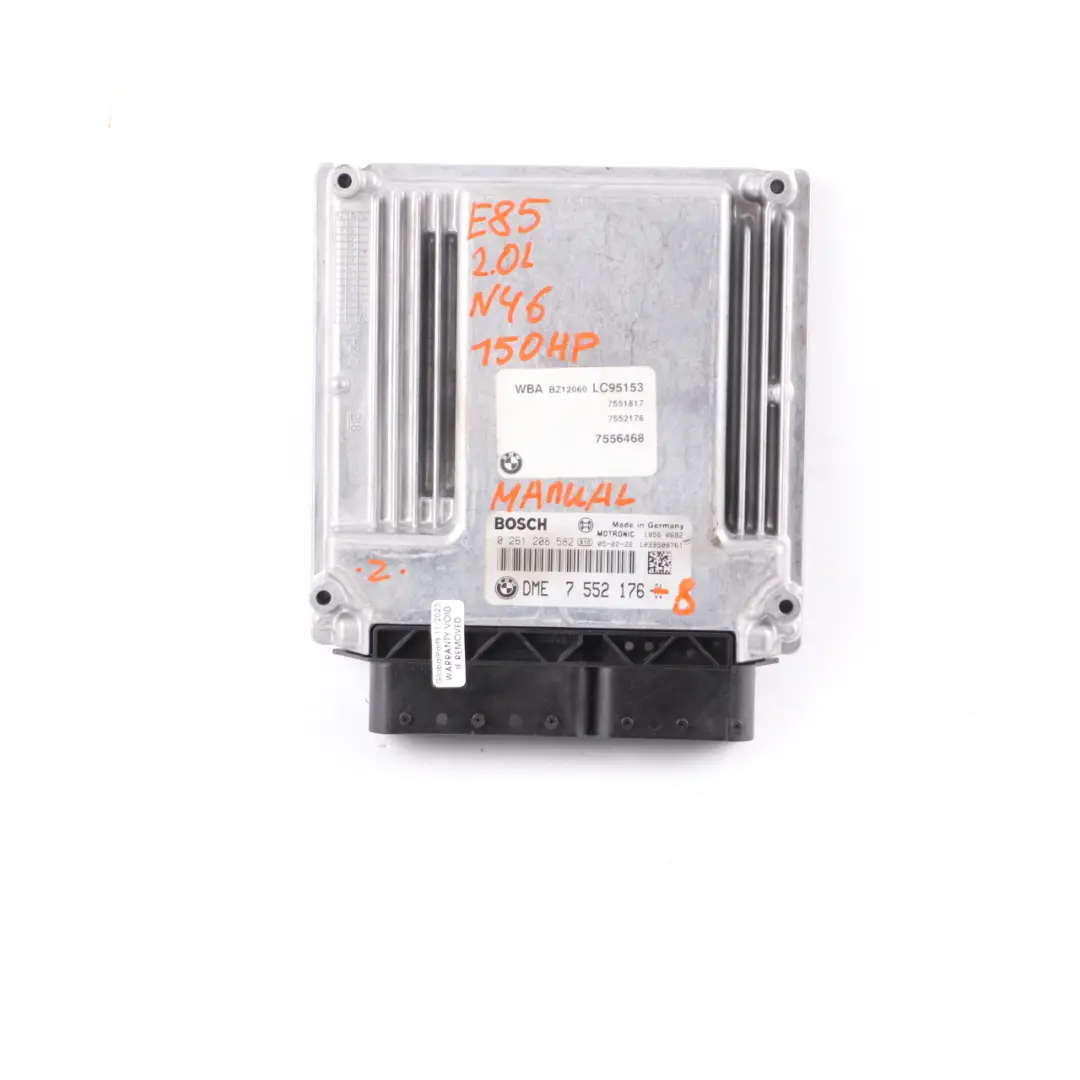 N46 150HP Unità controllo motore ECU DME 7552176 Cambio Manuale per BMW Z4 E85 2.0i con numero di parte 7557291 BMW Z4 E85 2.0i N46 150HP Unità controllo motore ECU DME 7552176 Cambio Manuale - SKU 7552176-8 - Numero di parte 7557291