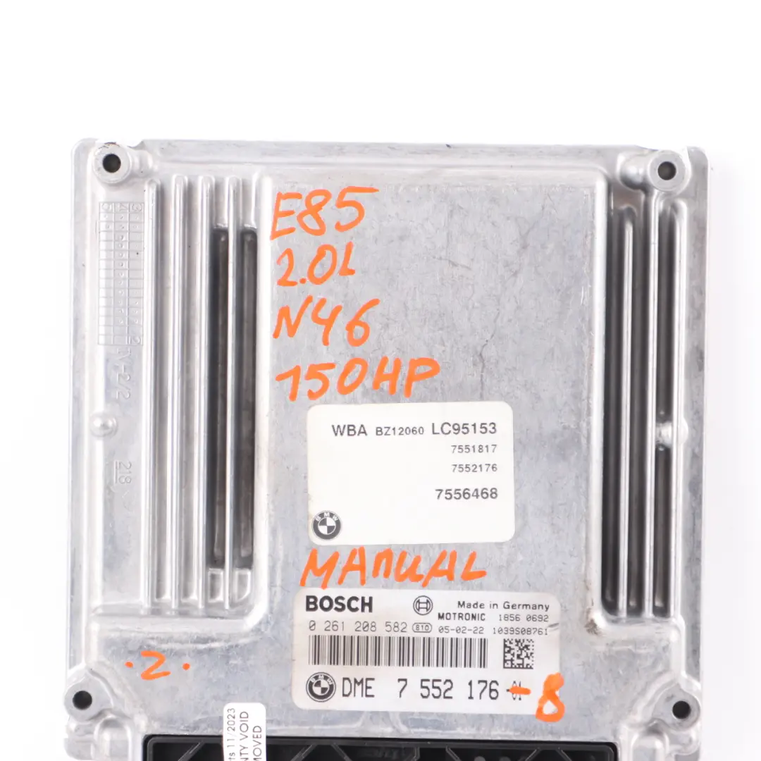 BMW Z4 E85 2.0i N46 150HP Engine Control Unit ECU DME 7552176 Manual Gearbox - SKU 7552176-8 - Part number 7557291