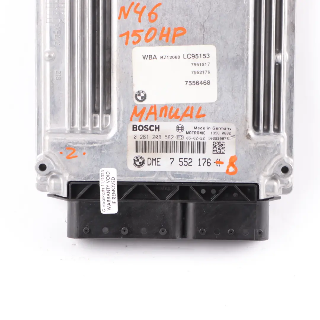 2.0i N46 150HP Engine Control Unit ECU DME 7552176 Manual Gearbox BMW Z4 E85 - SKU 7552176-8 - Part number 7557291