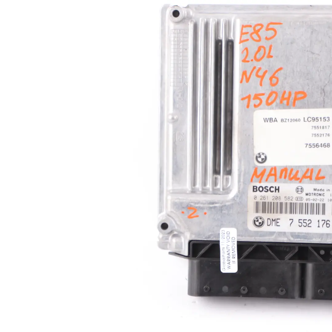 2.0i N46 150HP Engine Control Unit ECU DME 7552176 Manual Gearbox BMW Z4 E85 - SKU 7552176-8 - Part number 7557291