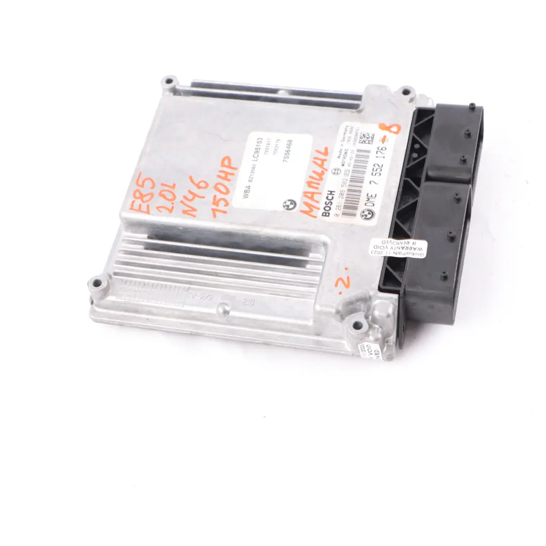 N46 150HP Unidad Control Motor ECU DME 7552176 Caja cambios para BMW Z4 E85 2.0i con número de pieza 7557291 BMW Z4 E85 2.0i N46 150HP Unidad Control Motor ECU DME 7552176 Caja cambios - SKU 7552176-8 - Número de pieza 7557291