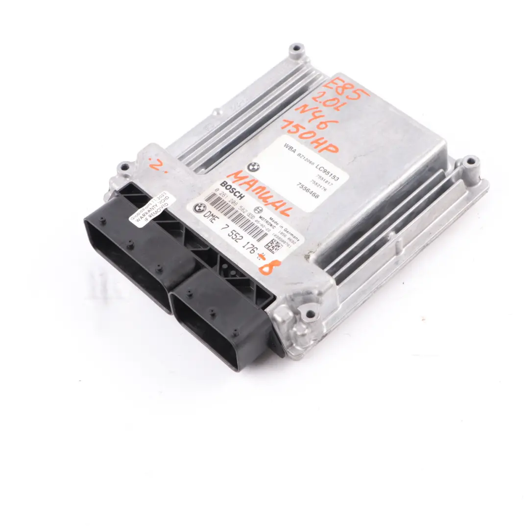 N46 150HP Engine Control Unit ECU DME 7552176 Manual Gearbox to BMW Z4 E85 2.0i with Part number 7557291 BMW Z4 E85 2.0i N46 150HP Engine Control Unit ECU DME 7552176 Manual Gearbox - SKU 7552176-8 - Part number 7557291