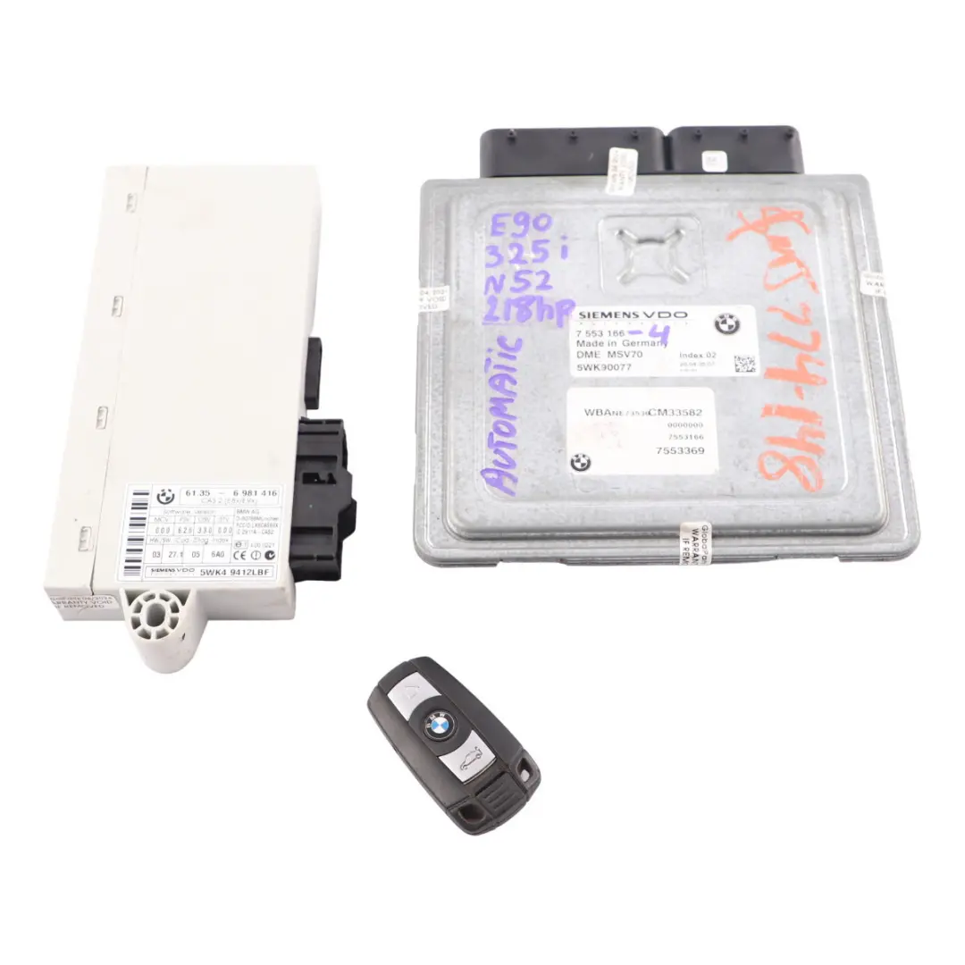 BMW E60 E90 E91 N52 325i 525i Engine ECU Kit DME CAS2 Key Automatic - SKU 7553166-4 - Part number 7553166