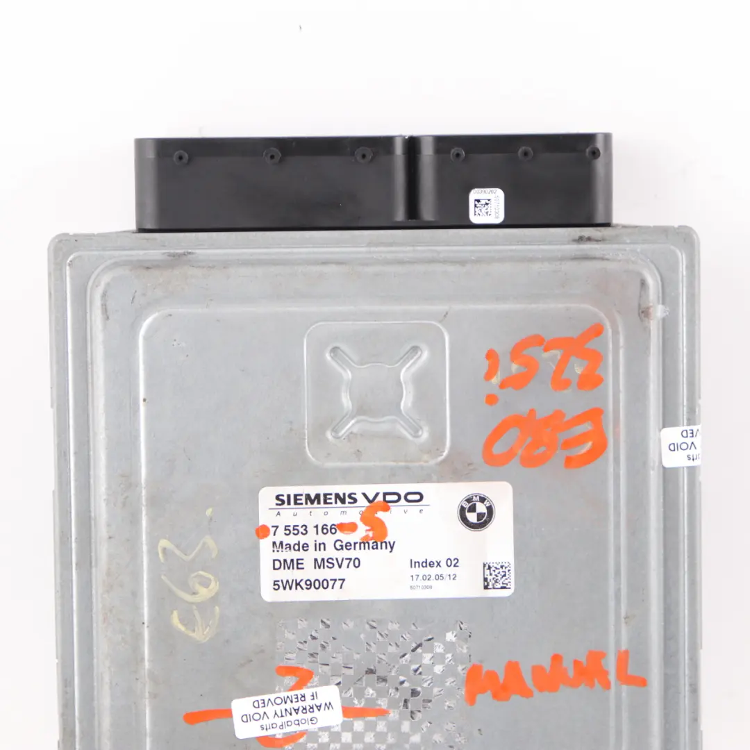 BMW E60 E90 E91 N52 325i 525i 218HP Engine Control Unit ECU DME Manual - SKU 7553166-5 - Part number 7553166