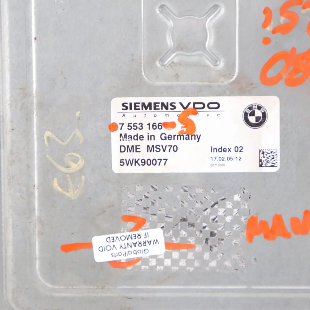 N52 325i 525i ECU DME Moduł Silnik do BMW E60 E90 E91 o numerze 7553166 BMW E60 E90 E91 N52 325i 525i ECU DME Moduł Silnik - SKU 7553166-5 - Numer Części 7553166