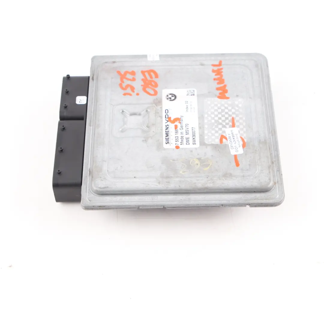 N52 325i 525i 218HP Engine Control Unit ECU DME Manual to BMW E60 E90 E91 with Part number 7553166 BMW E60 E90 E91 N52 325i 525i 218HP Engine Control Unit ECU DME Manual - SKU 7553166-5 - Part number 7553166