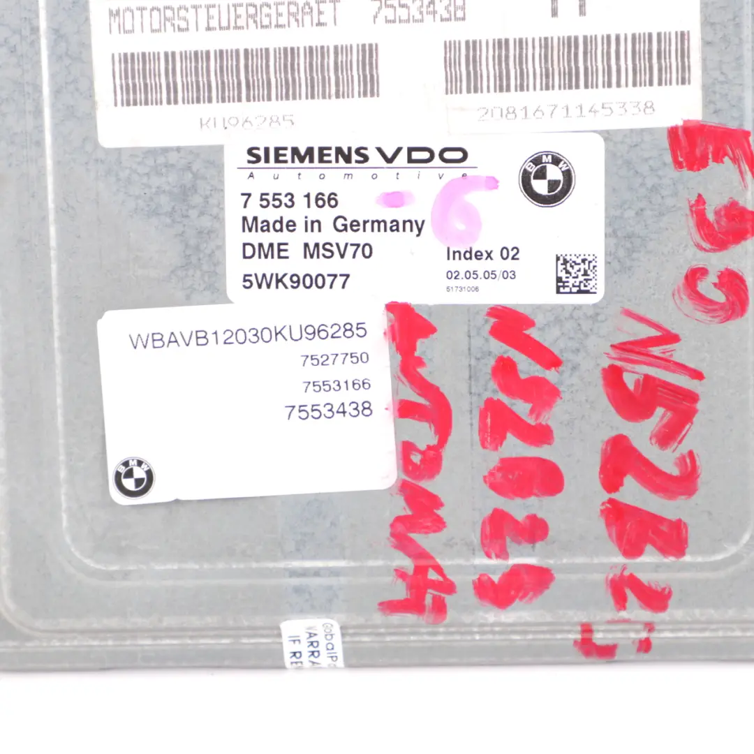 BMW E60 E90 E91 N52 325i 525i Engine ECU Kit DME CAS2 Key Automatic - SKU 7553166-6 - Part number 7553166