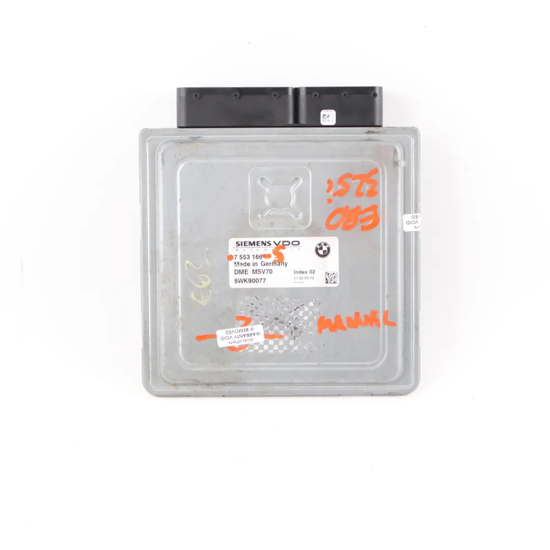 N52 330i 530i 630i Unidad de Control del Motor ECU DME para BMW E60 E63 E90 con número de pieza 7553166 BMW E60 E63 E90 N52 330i 530i 630i Unidad de Control del Motor ECU DME - SKU 7553166 - Número de pieza 7553166