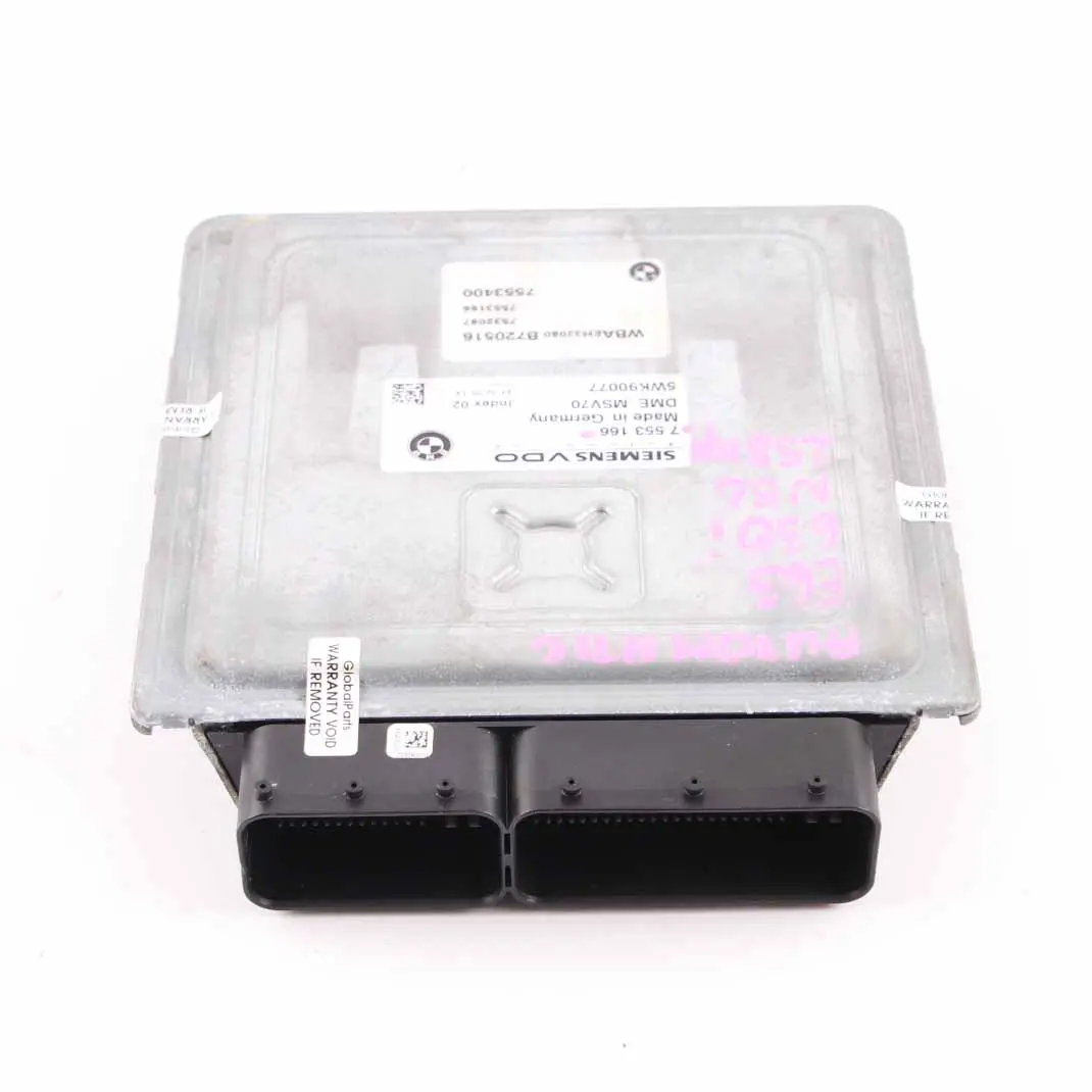 N52 330i 530i 630i Engine Control Unit ECU DME Automatic BMW E60 E63 E90 - SKU 7553166 - Part number 7553166