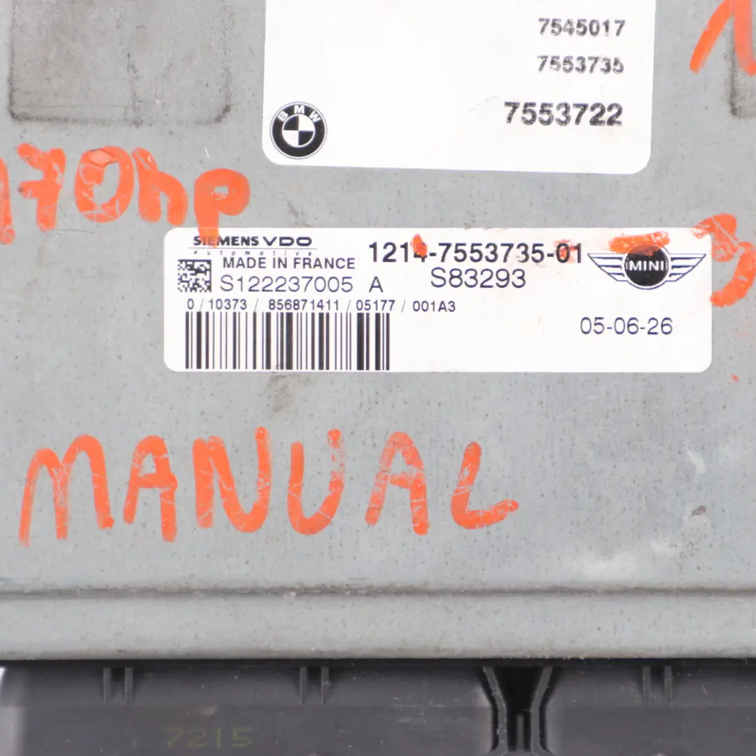 170HP Komputer Klucz do MINI Cooper S R53 W11 o numerze 7553735 MINI Cooper S R53 W11 170HP Komputer Klucz - SKU 7553735-3 - Numer Części 7553735