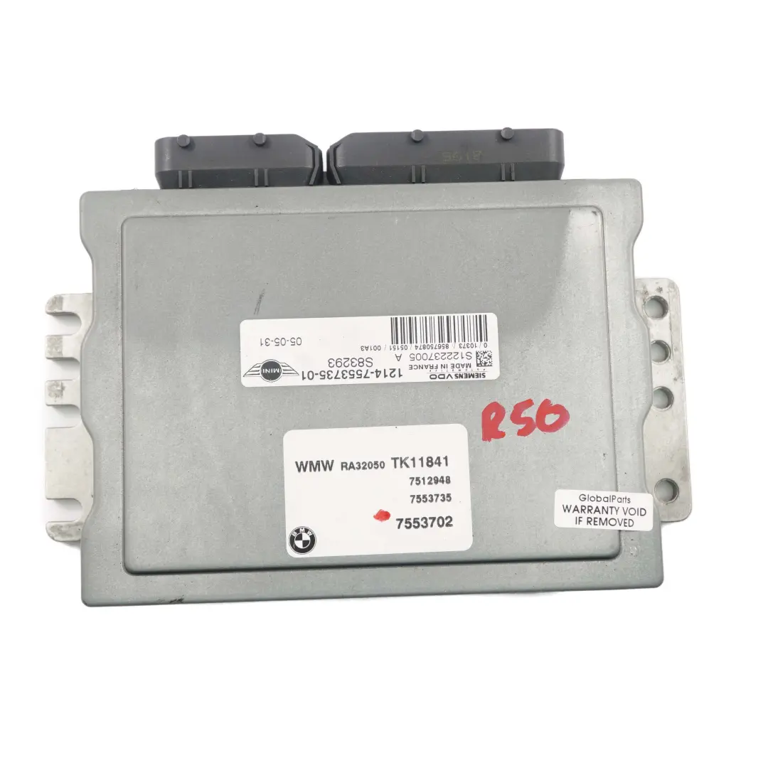 MINI One R50 R52 W10 90HP Engine Control Unit Module ECU DME Manual - SKU 7553735-6 - Part number 7553735