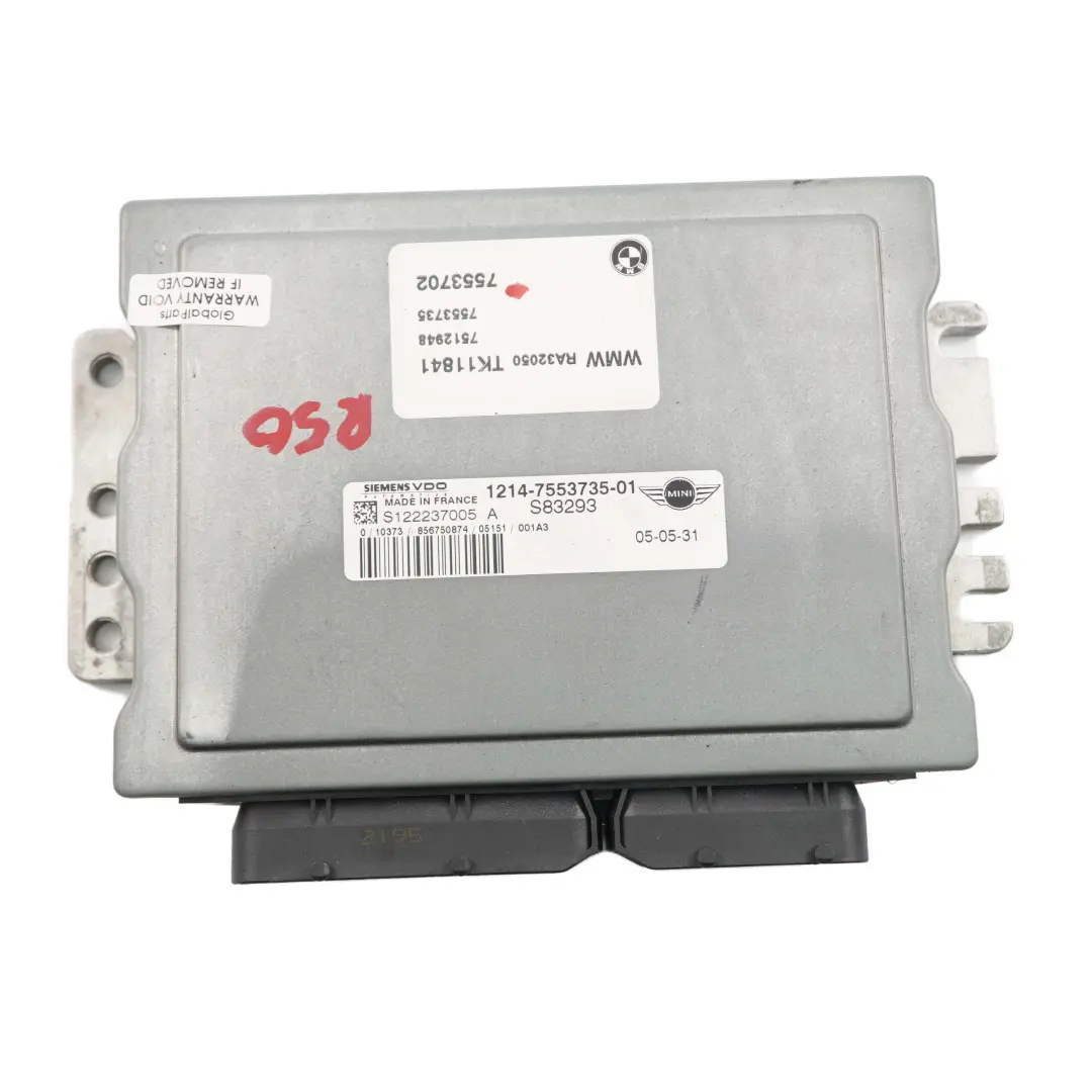 MINI One R50 R52 W10 90HP Engine Control Unit Module ECU DME Manual - SKU 7553735-6 - Part number 7553735
