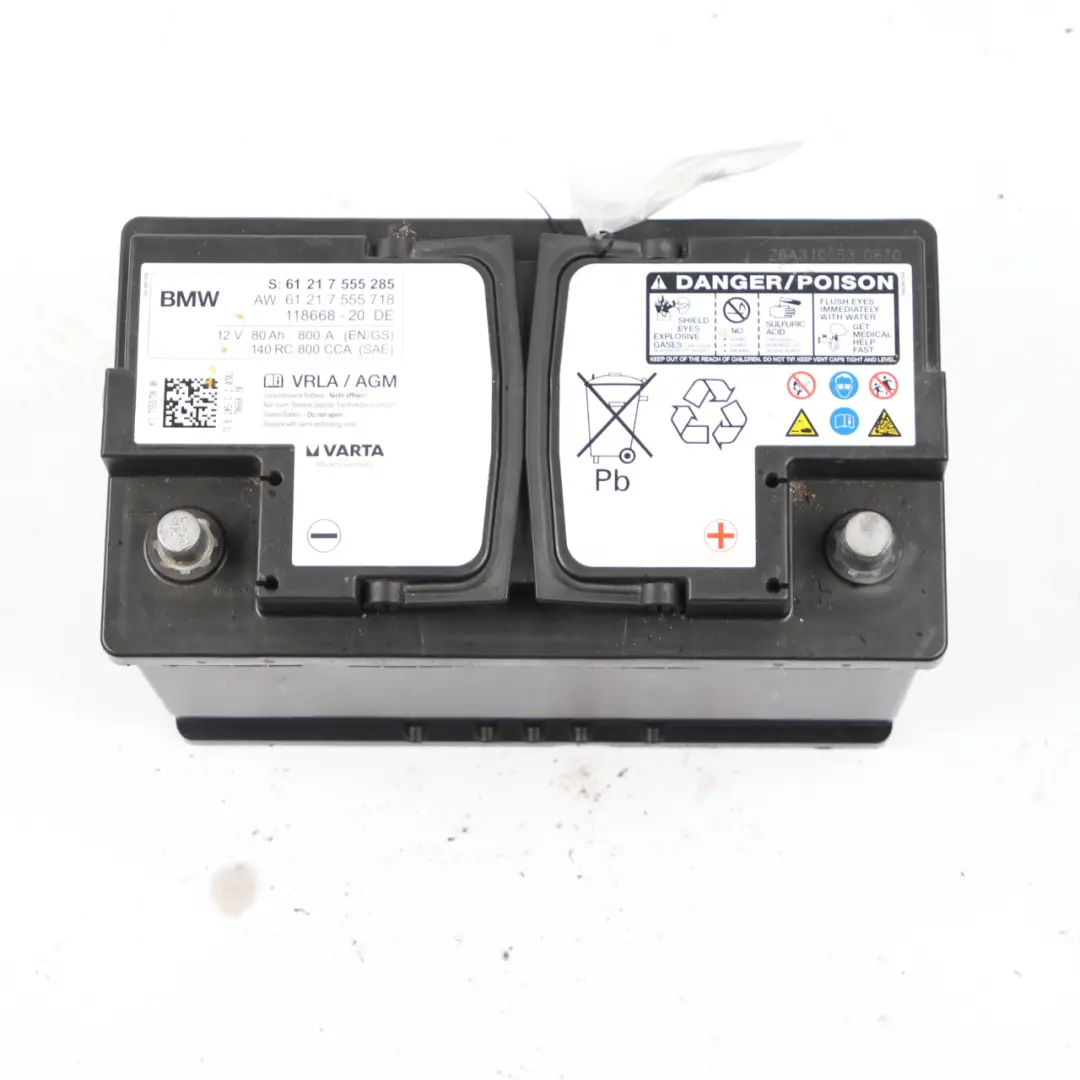 BMW Varta VRLA / AGM 12V Accumulator Battery 80Ah 800A 7555718 - SKU 7555285 - Part number 7555285