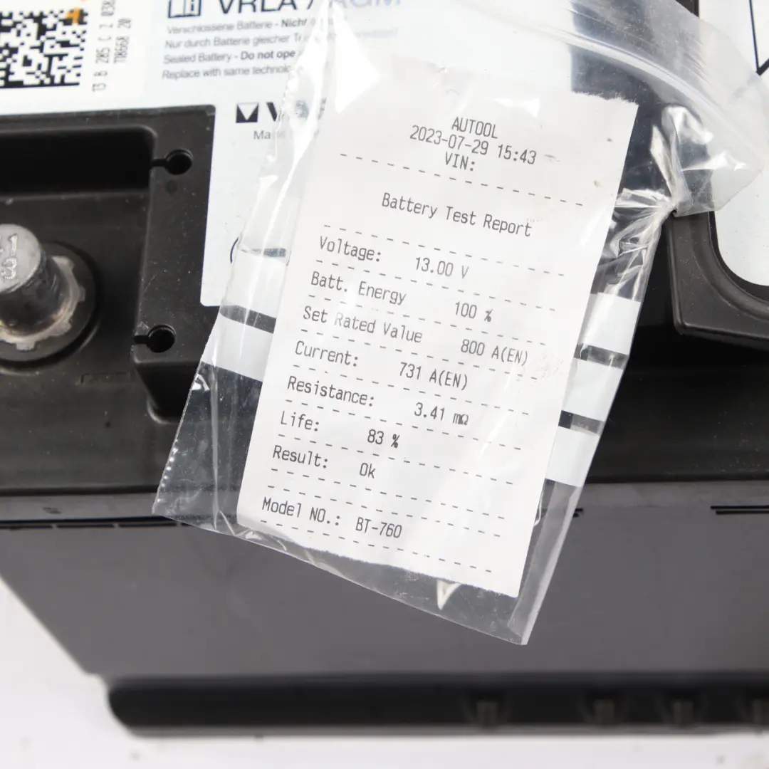 BMW Varta VRLA / AGM 12V Accumulator Battery 80Ah 800A 7555718 - SKU 7555285 - Part number 7555285